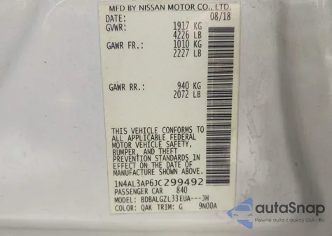 2018 Nissan Altima 2.5 S из США, поврежденный, VIN 1N4AL3AP6JC299492